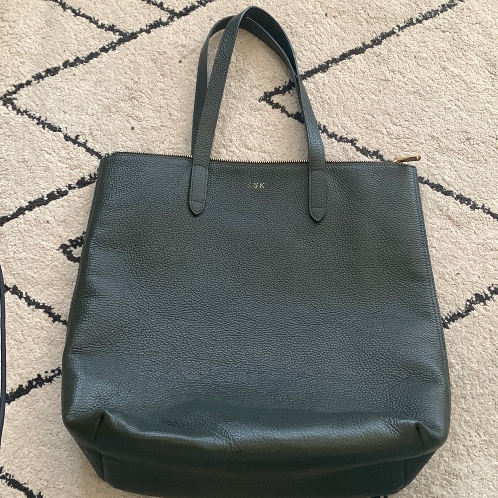 Green Cuyana large leather tote